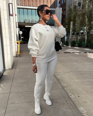 Casual Solid Patchwork Basic O Neck Long Sleeve Sweatshirt Two Pieces