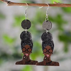Juneteenth African Style Queen Head Pendant Earrings