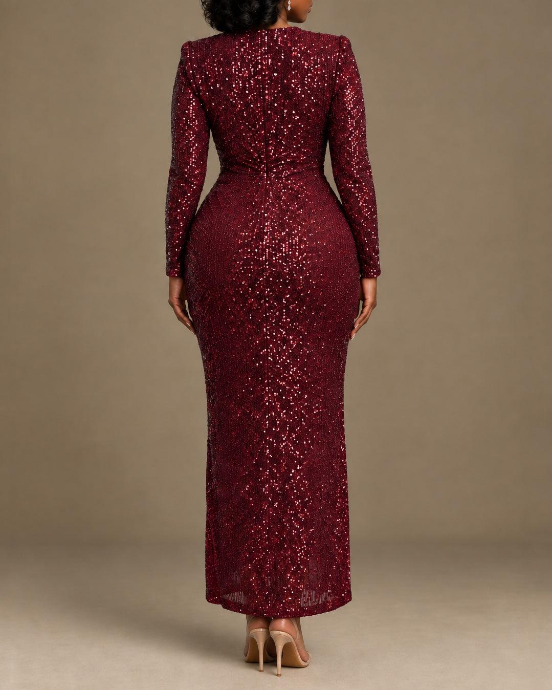 Long Sleeve Twist Front High Slit Bodycon Evening Party Gown for Women
