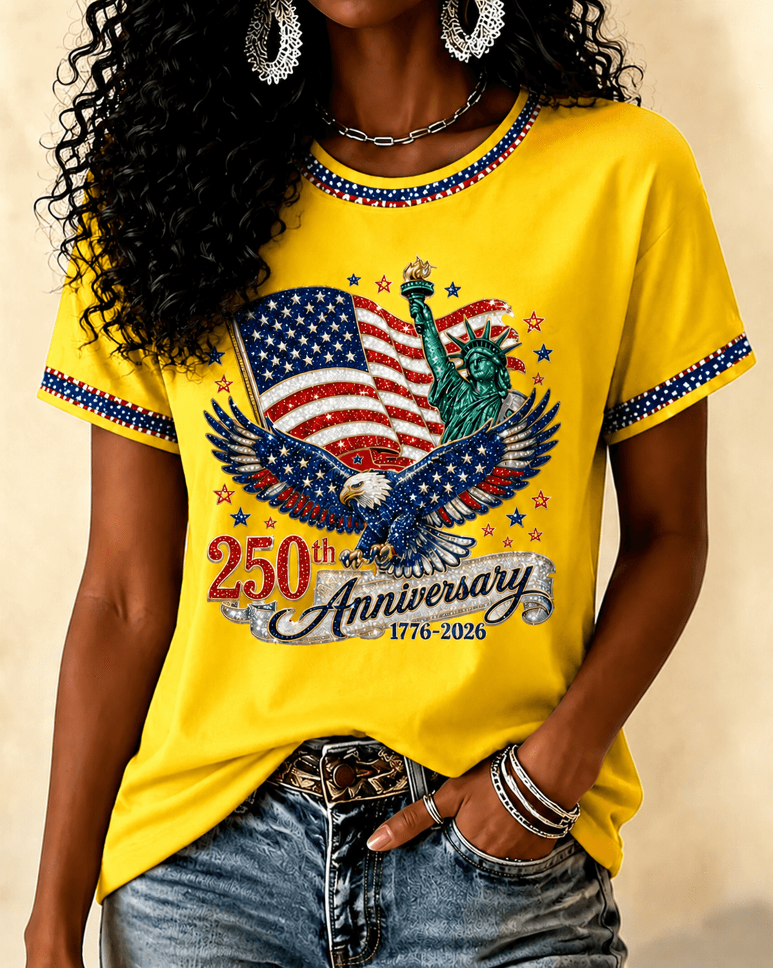 Statue of Liberty 250th Anniversary Crew Neck Short Sleeve Tshirt