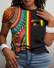 African Map Totem Prints Short Sleeve Tshirt