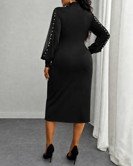 Women's Elegant Round Neck Mesh Contrast Dress
