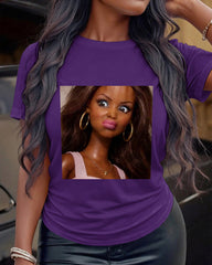 100% Cotton Parody Cartoon Prints Crew Neck Short Sleeve Tshirt