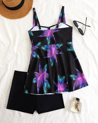 Women's Sexy Printed Skirt Tankini Swimsuit Set