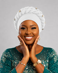 Rhinestone Floral Braided Turban Hat Headscarf Hat