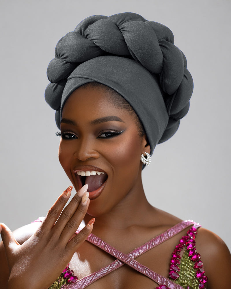 Solid Color Sponge Braid Turban Head Wrap