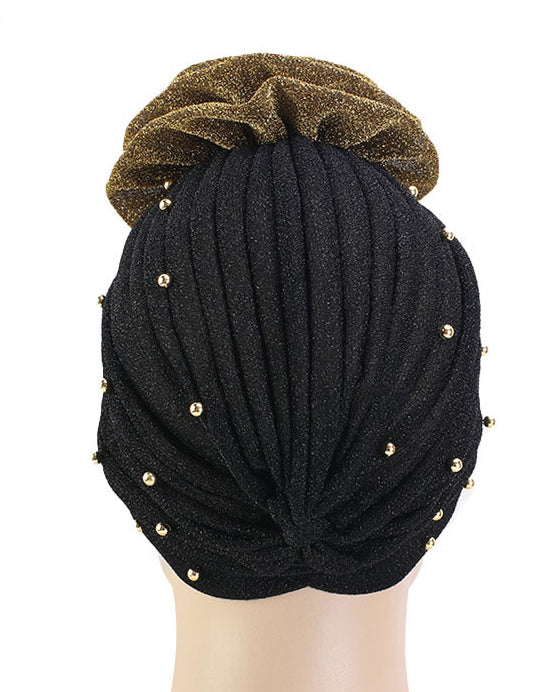 Glitter Beaded Large Flower Turban Head Wrap