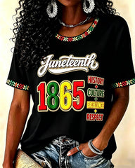 Juneteenth Remember The Past Print Crew Neck Short Sleeve Tshirt