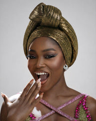 Fashion Gold Foil Knotted Stretch Turban Hat