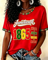 Juneteenth Remember The Past Print Crew Neck Short Sleeve Tshirt