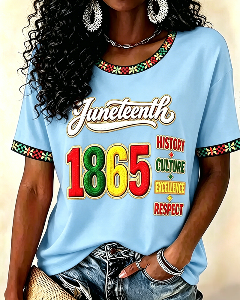 Juneteenth Remember The Past Print Crew Neck Short Sleeve Tshirt