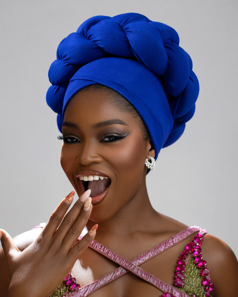 Solid Color Sponge Braid Turban Head Wrap