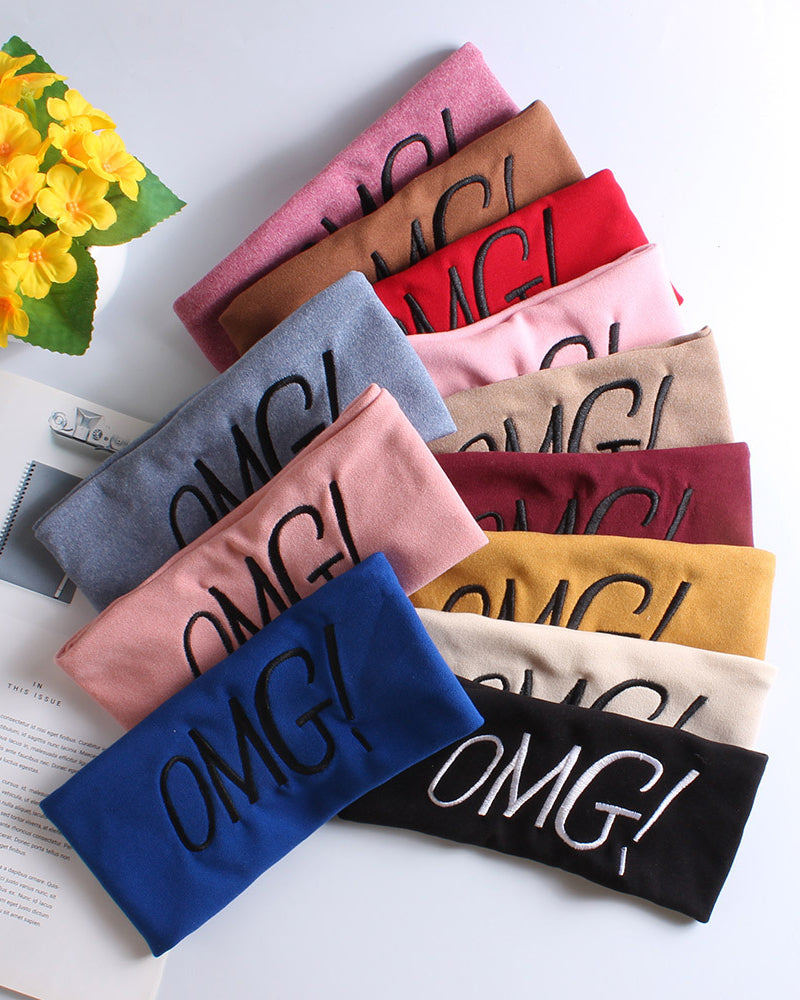 100% Embroidered Letter Wide Stretch Headband