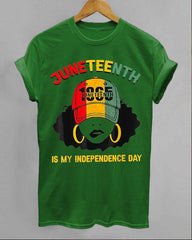 Black Juneteenth 1865 Girls Cartoon Print Round Neck T-Shirt