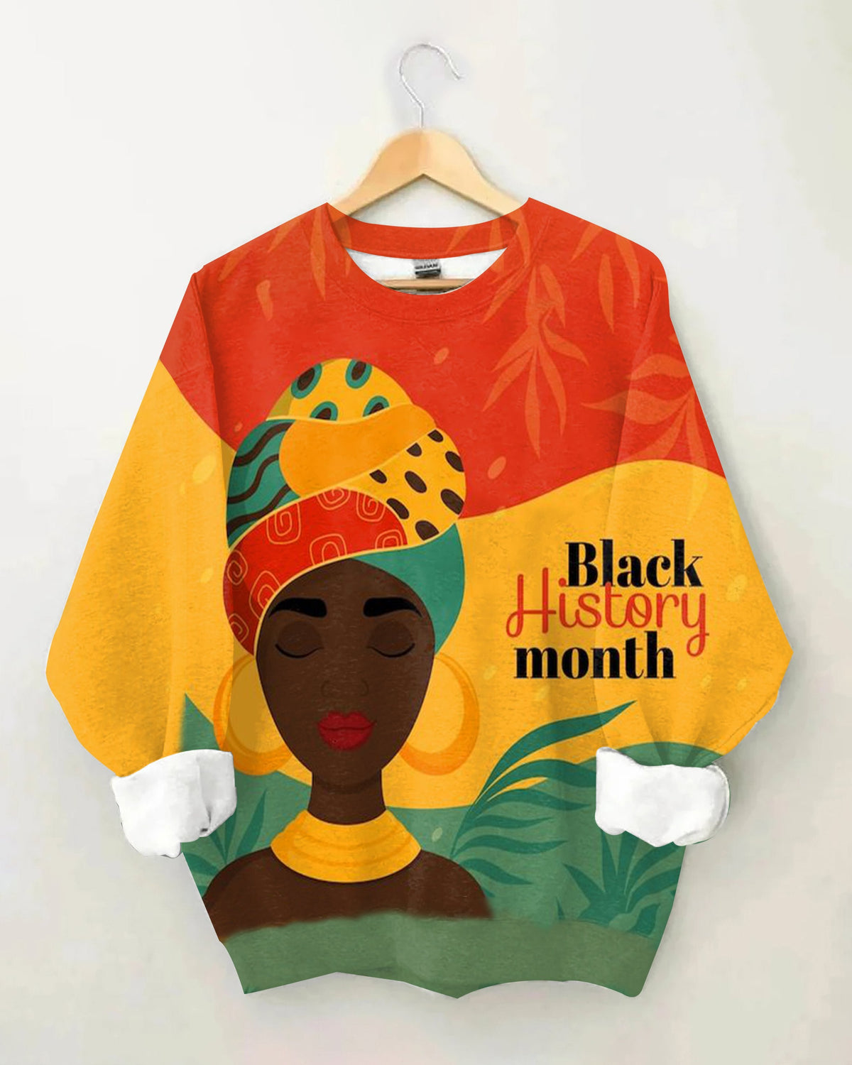 Cartoon Black Woman Black History Month Long Sleeve Sweatshirt