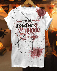 Halloween Blood Hand Problem Solved Crew Neck Short Sleeve Tshirt