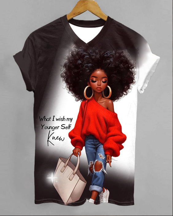 What I Wish My Younger Self Knew V-neck Short Sleeve Tshirt