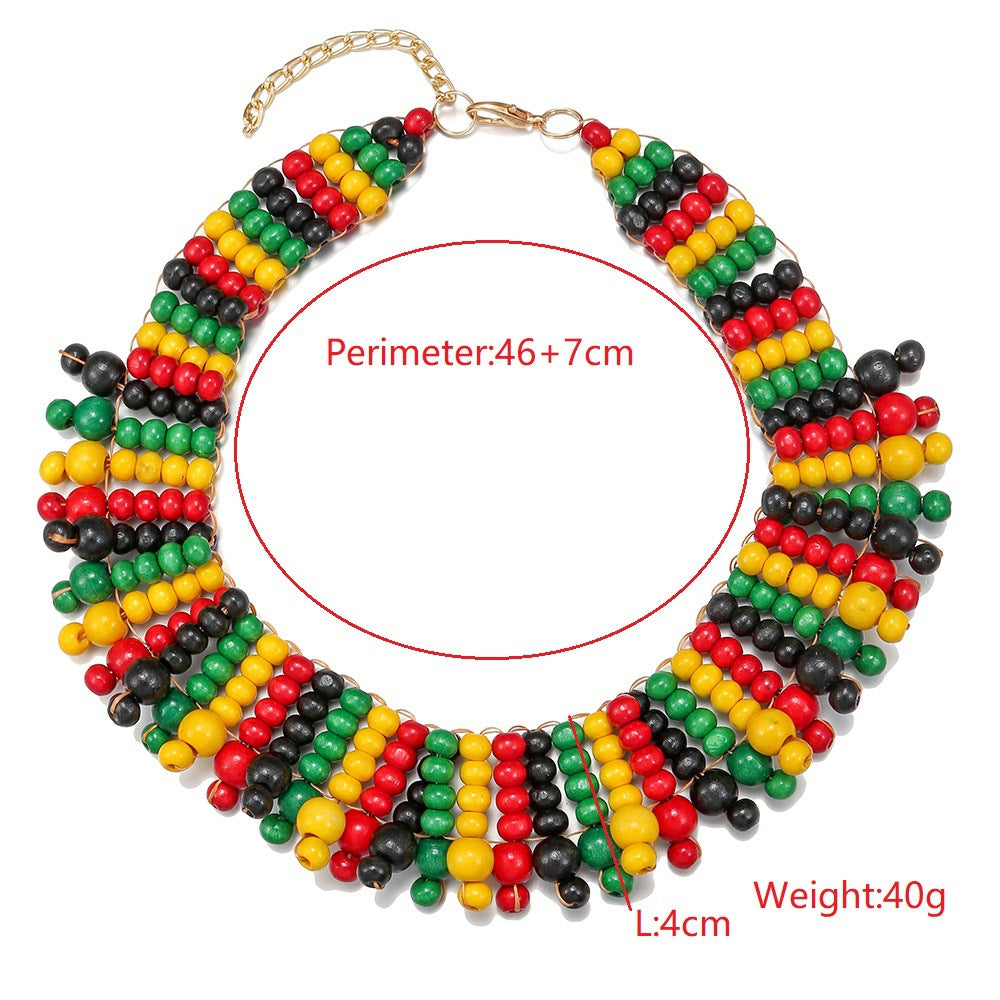 Reggae-Inspired Colorful Multi-layer Braided Choker & Earring Set