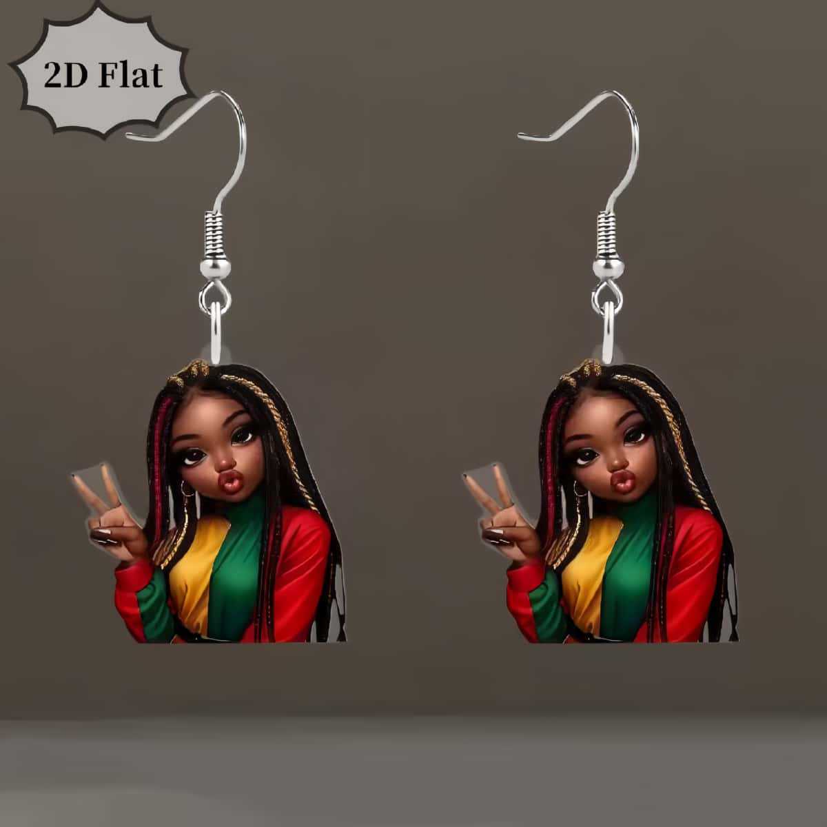 Wooden Afrocentric Women's Art Earrings