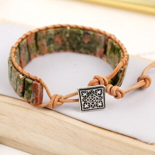 6-Piece Reggae-Inspired Colorful Leather & Cord Braided Adjustable Bangles Set