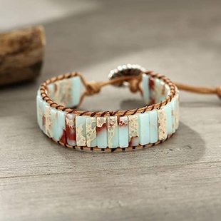 6-Piece Reggae-Inspired Colorful Leather & Cord Braided Adjustable Bangles Set