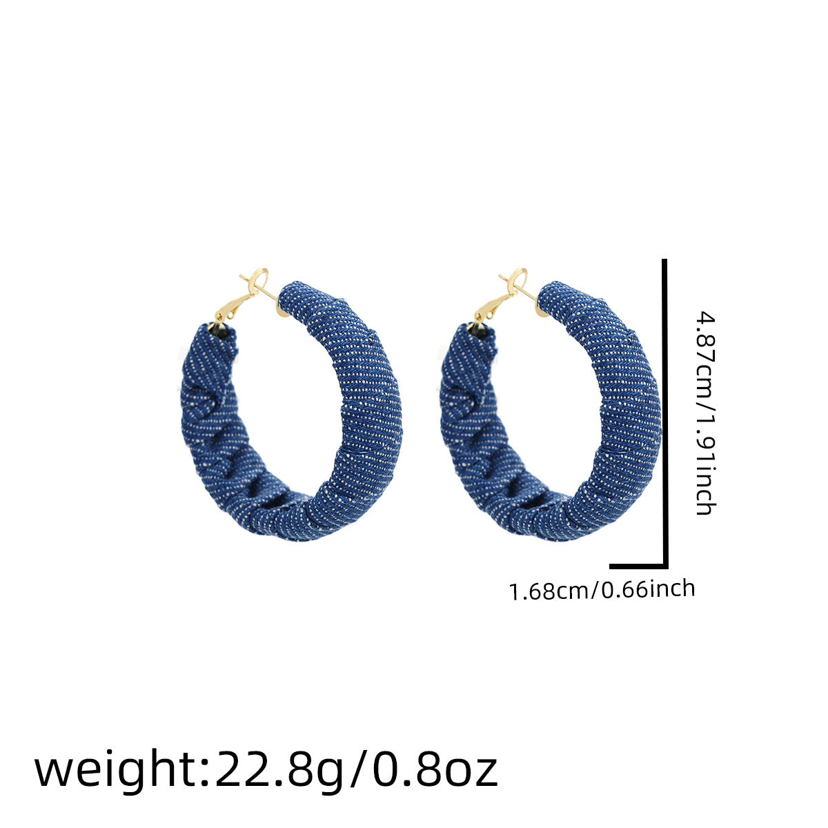 Vintage Distressed Blue Denim Circle Earrings