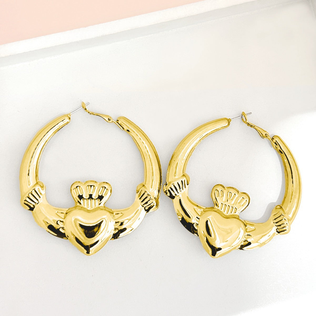 Simple Heart-shaped Crown Hoop Earrings