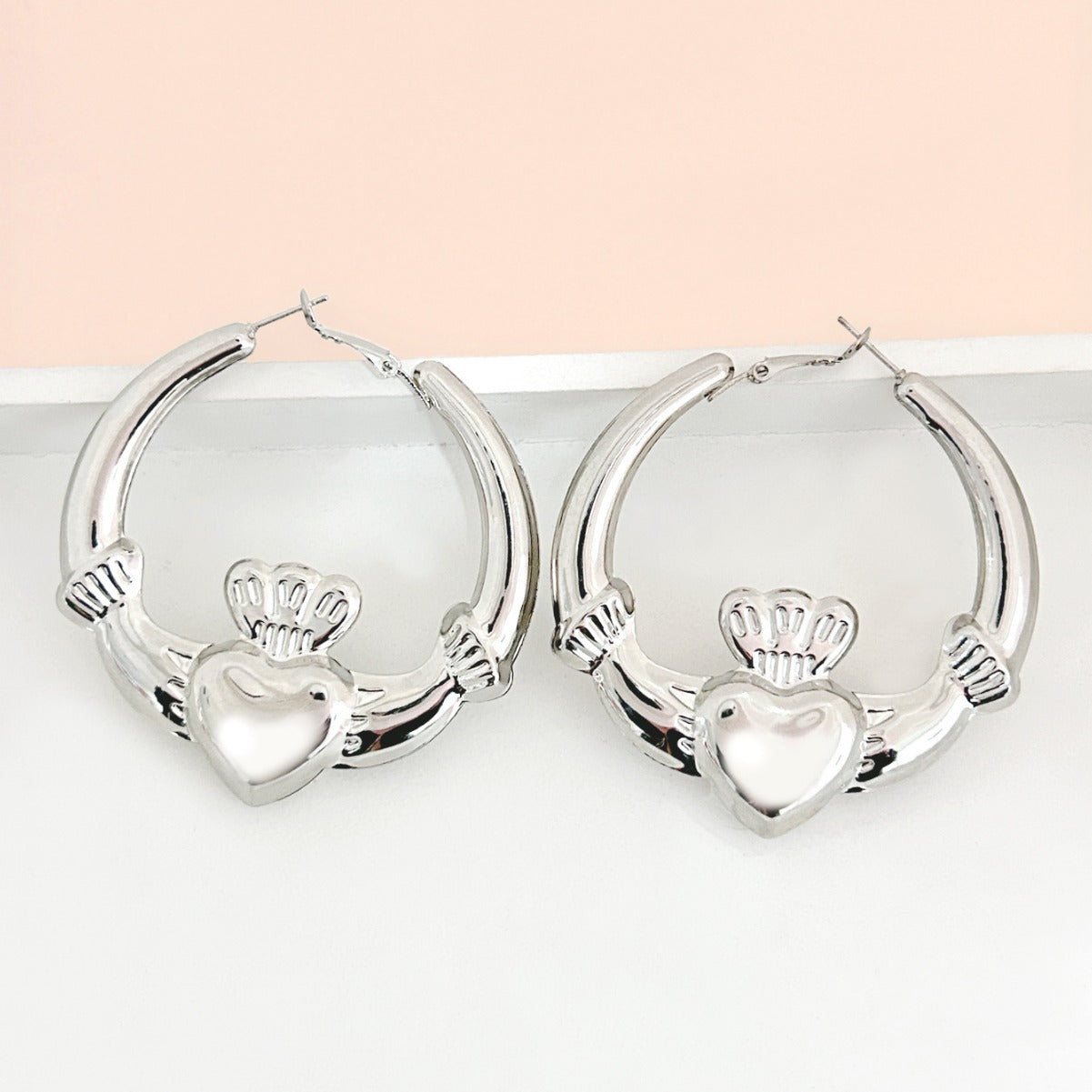 Simple Heart-shaped Crown Hoop Earrings
