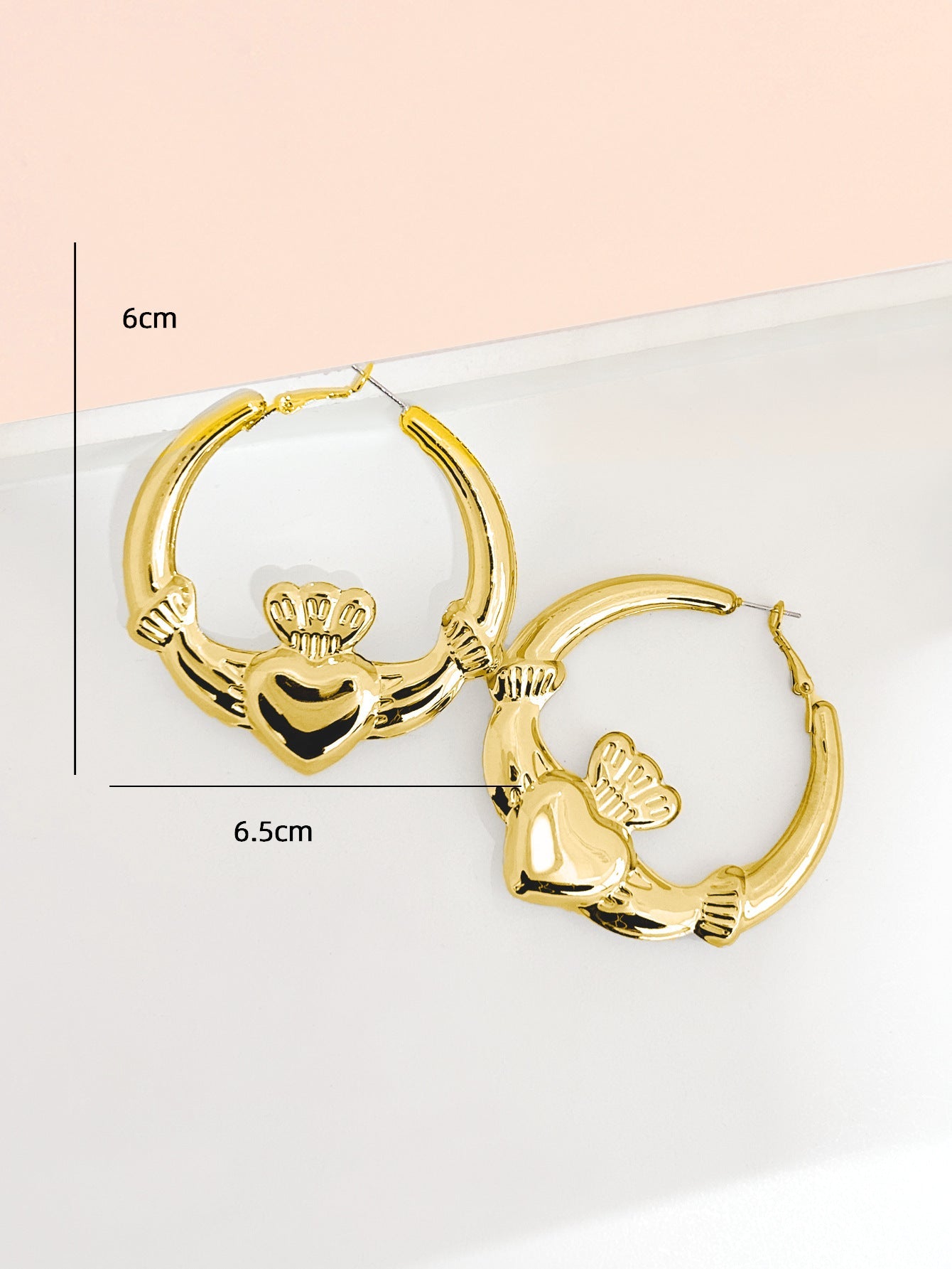 Simple Heart-shaped Crown Hoop Earrings