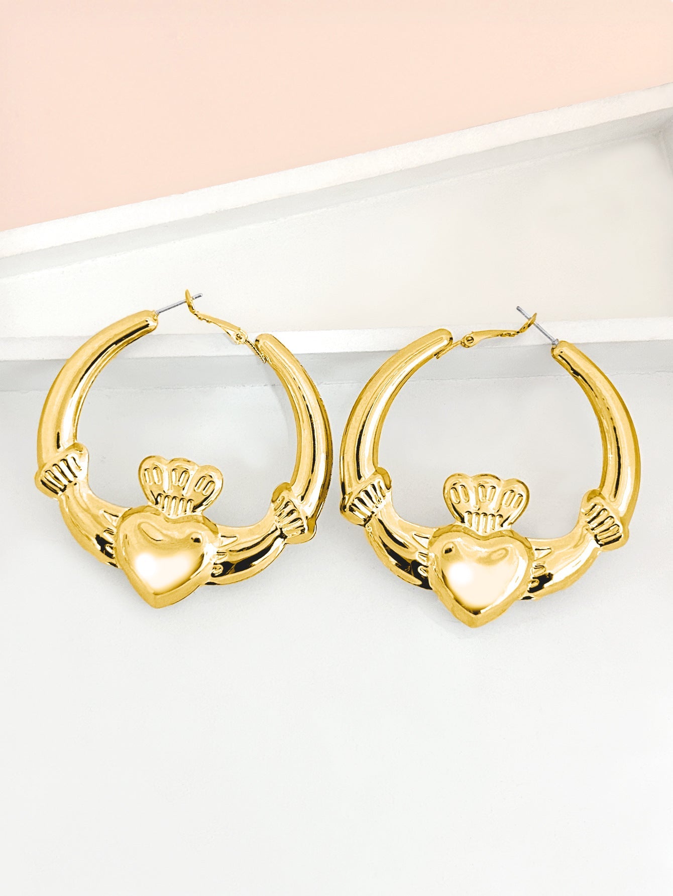 Simple Heart-shaped Crown Hoop Earrings