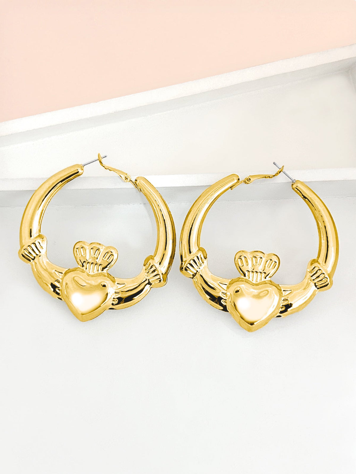 Simple Heart-shaped Crown Hoop Earrings