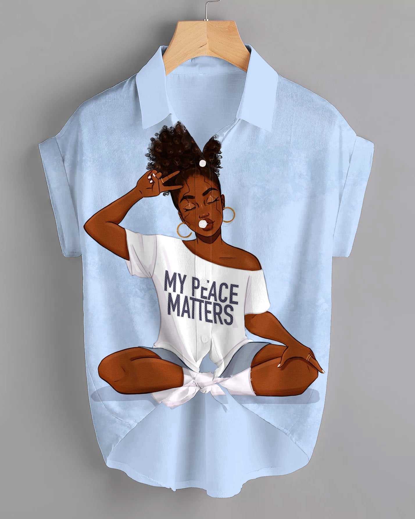 Brown Girl My Peace Matters Short Sleeve Blouse