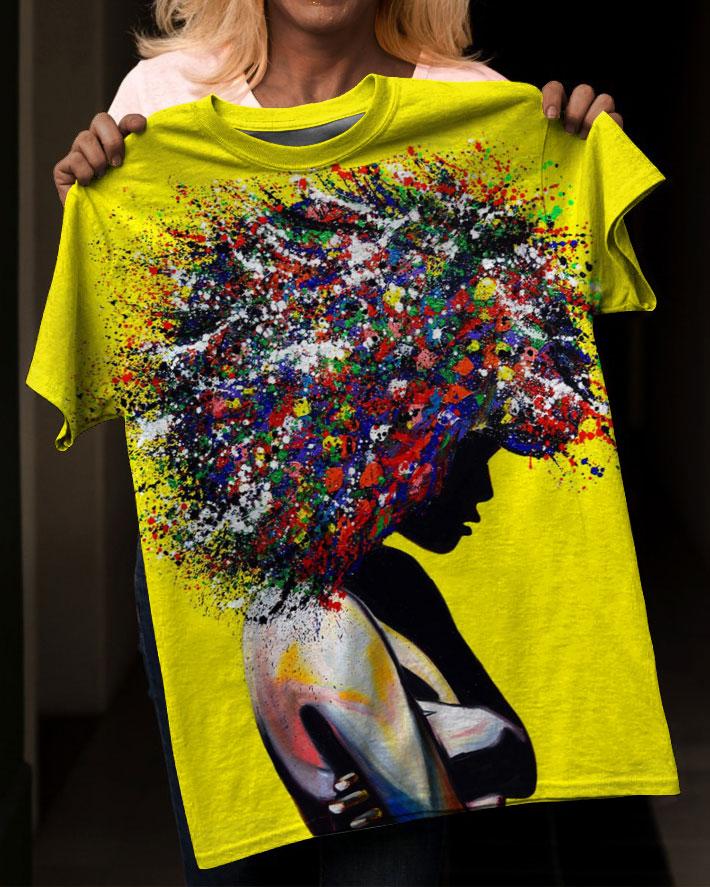 Colorful Afro Watercolor Art Short Sleeve Tshirt