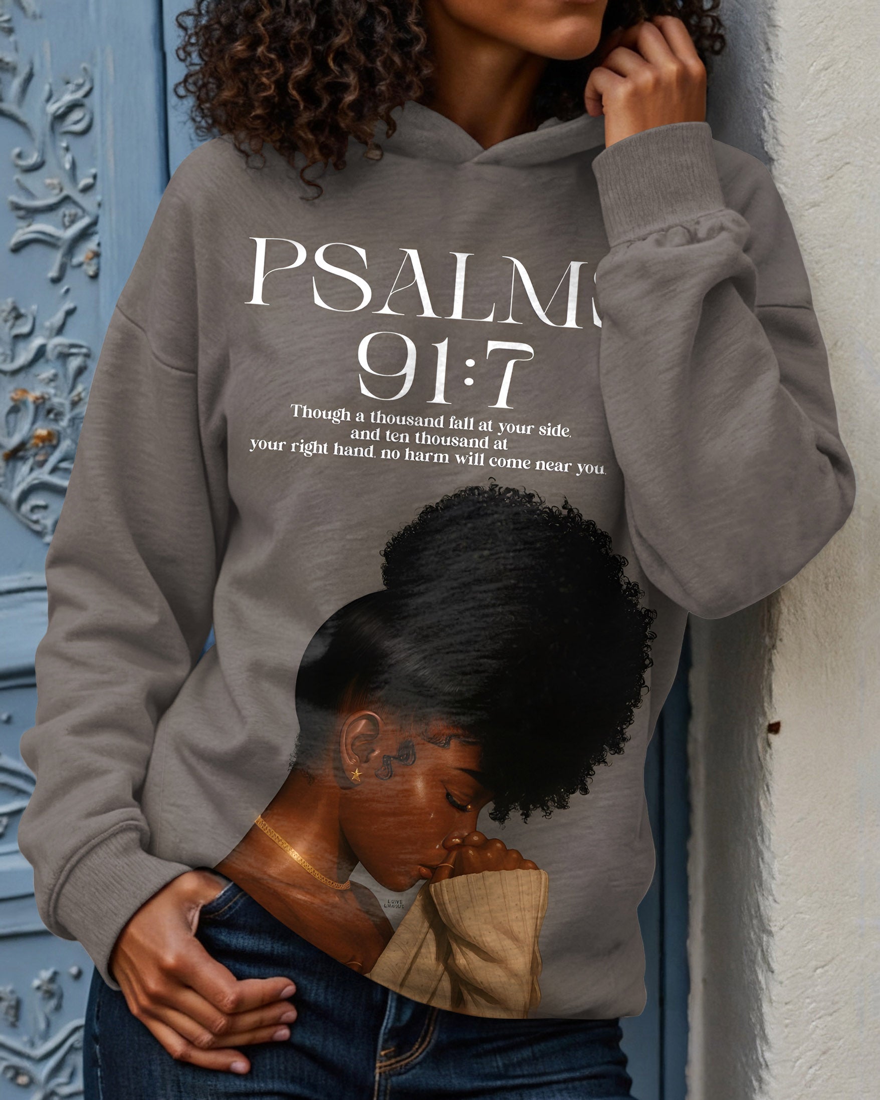 Psalm 91 with God Long-sleeved Hoodies