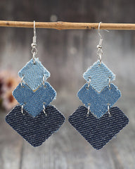 Geometric Square Retro Denim Earrings