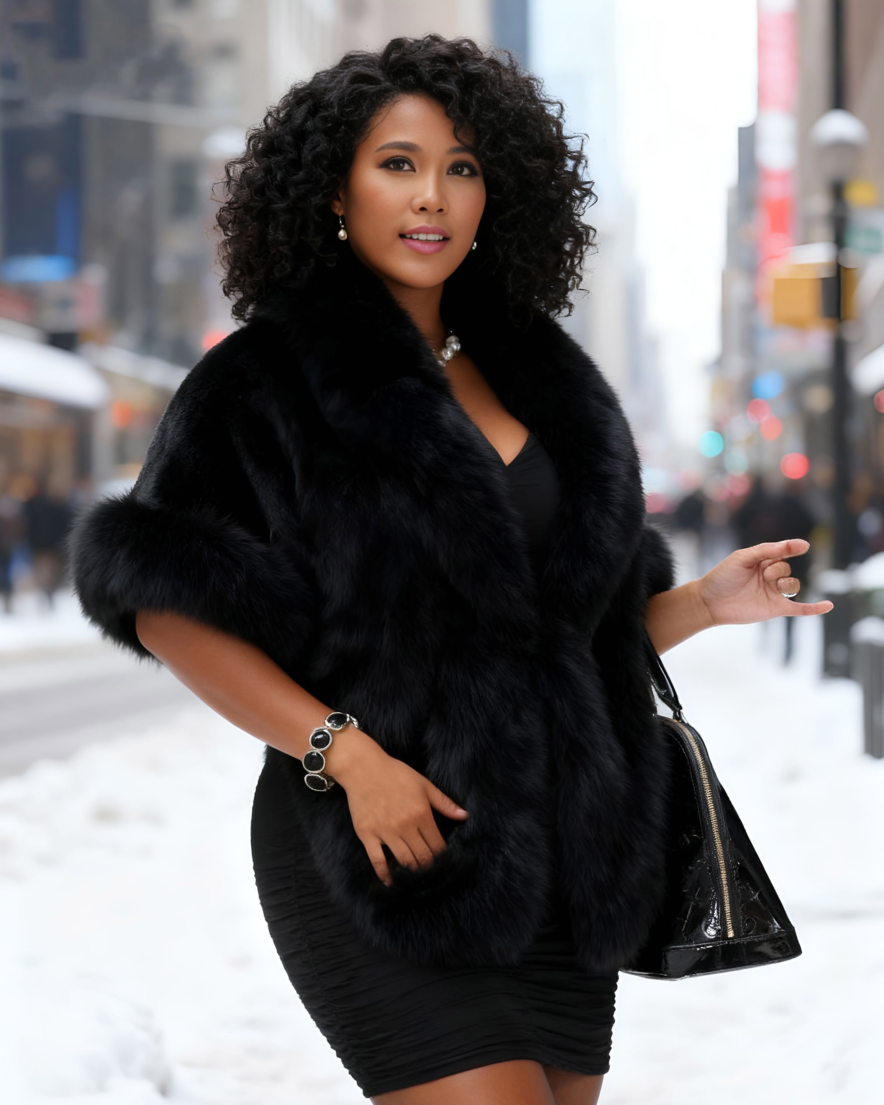 Faux Fox Fur Shawl Bride Dress Shawl Fur Coat Warm Rabbit Fur Shawl