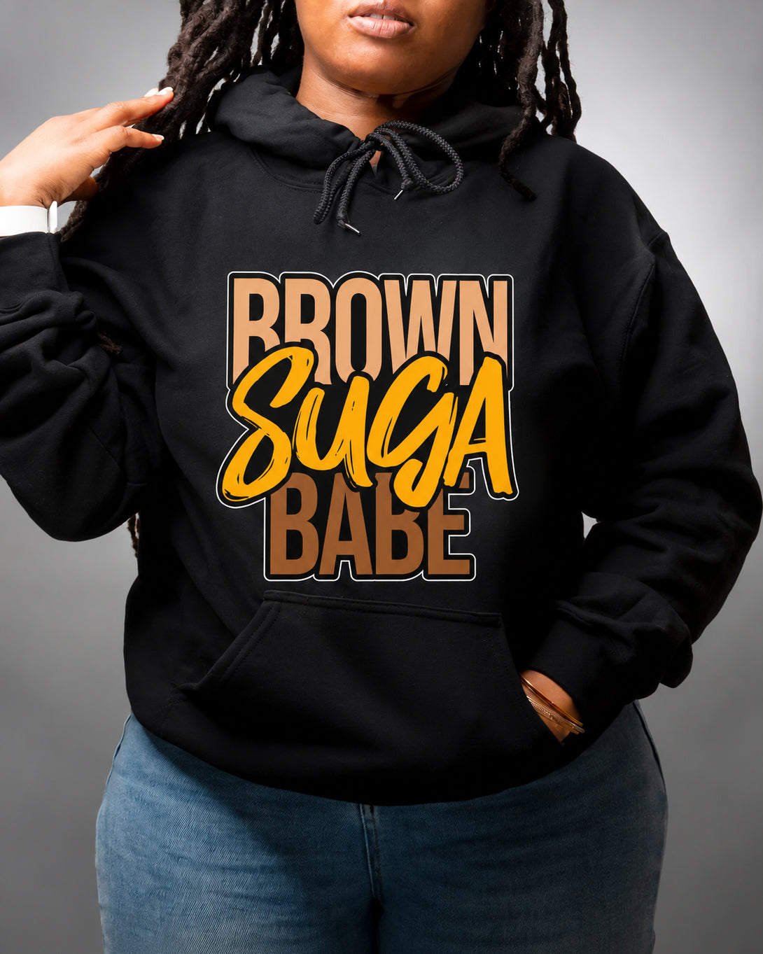Women's Brown Suga Babe Cotton Long Sleeve Hoodie