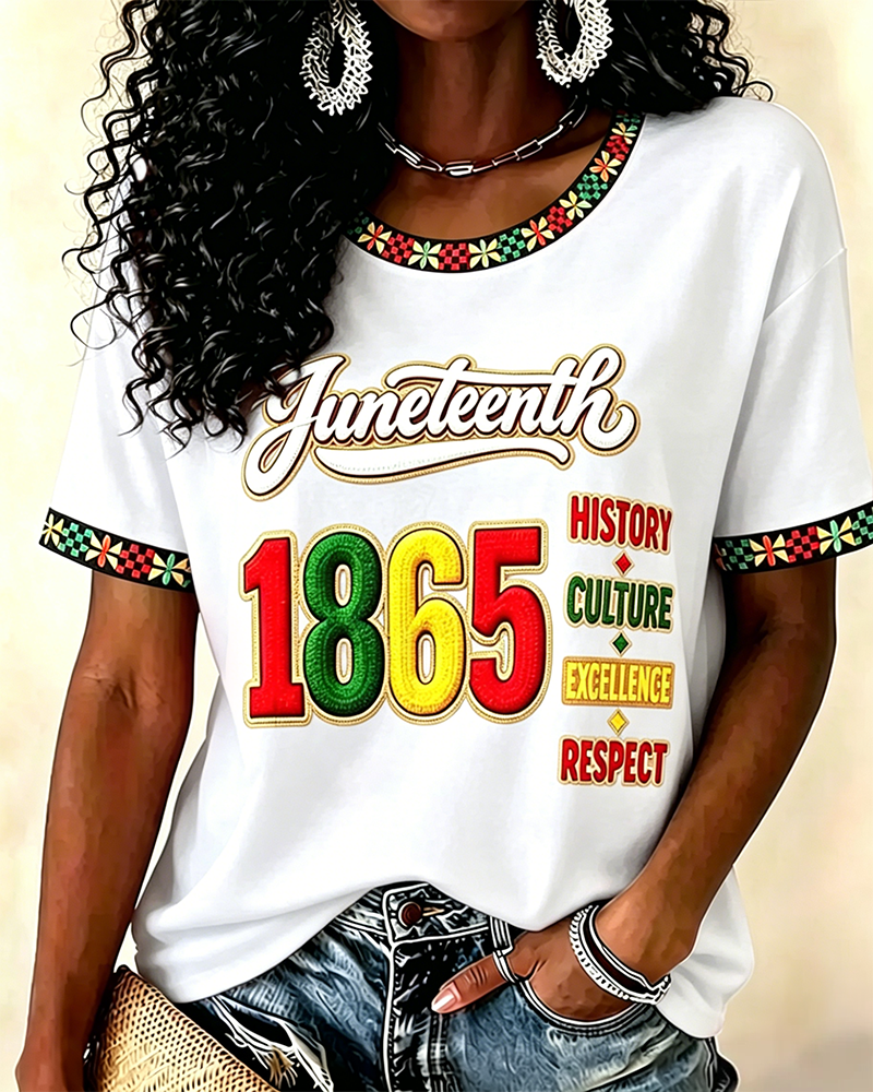Juneteenth Remember The Past Print Crew Neck Short Sleeve Tshirt