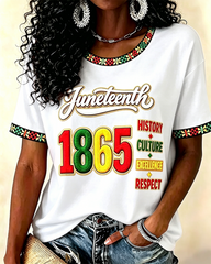 Juneteenth Remember The Past Print Crew Neck Short Sleeve Tshirt