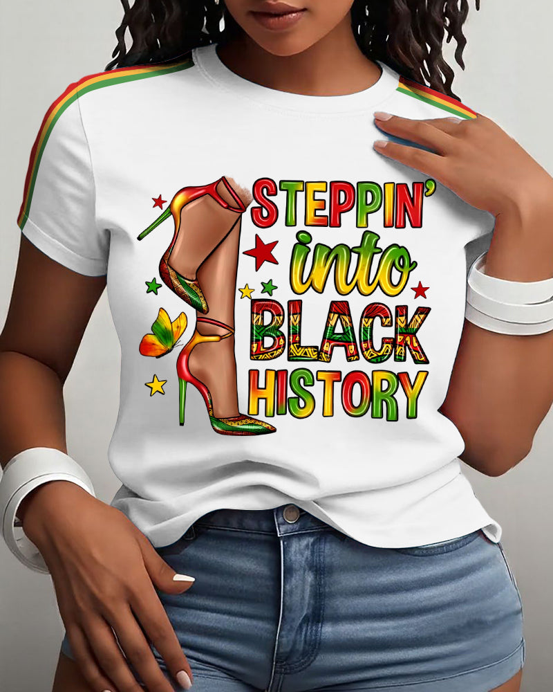 Steppin' Into Black History Short Sleeve Tshirt