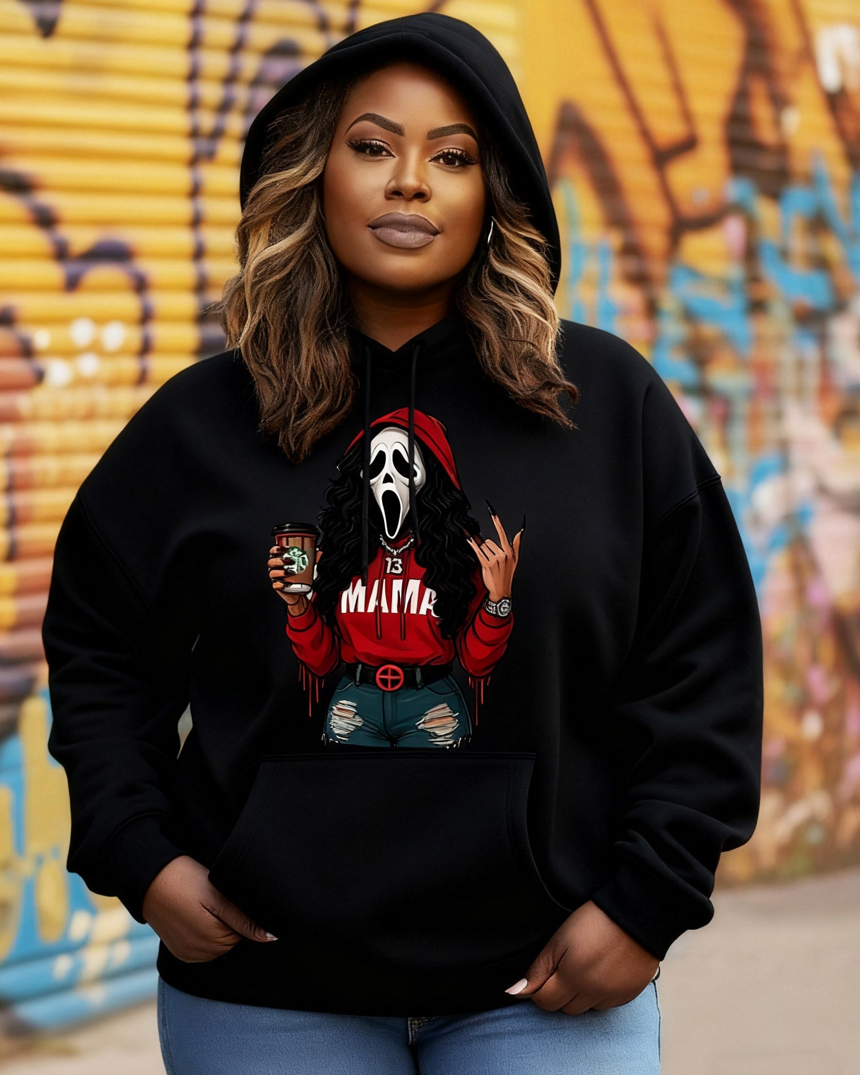Spooky MaMa Horror Halloween Long-sleeved Hoodie