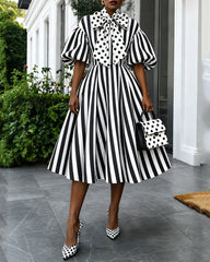 Urban Stripe & Polka Dot Regular Fit Midi Dress