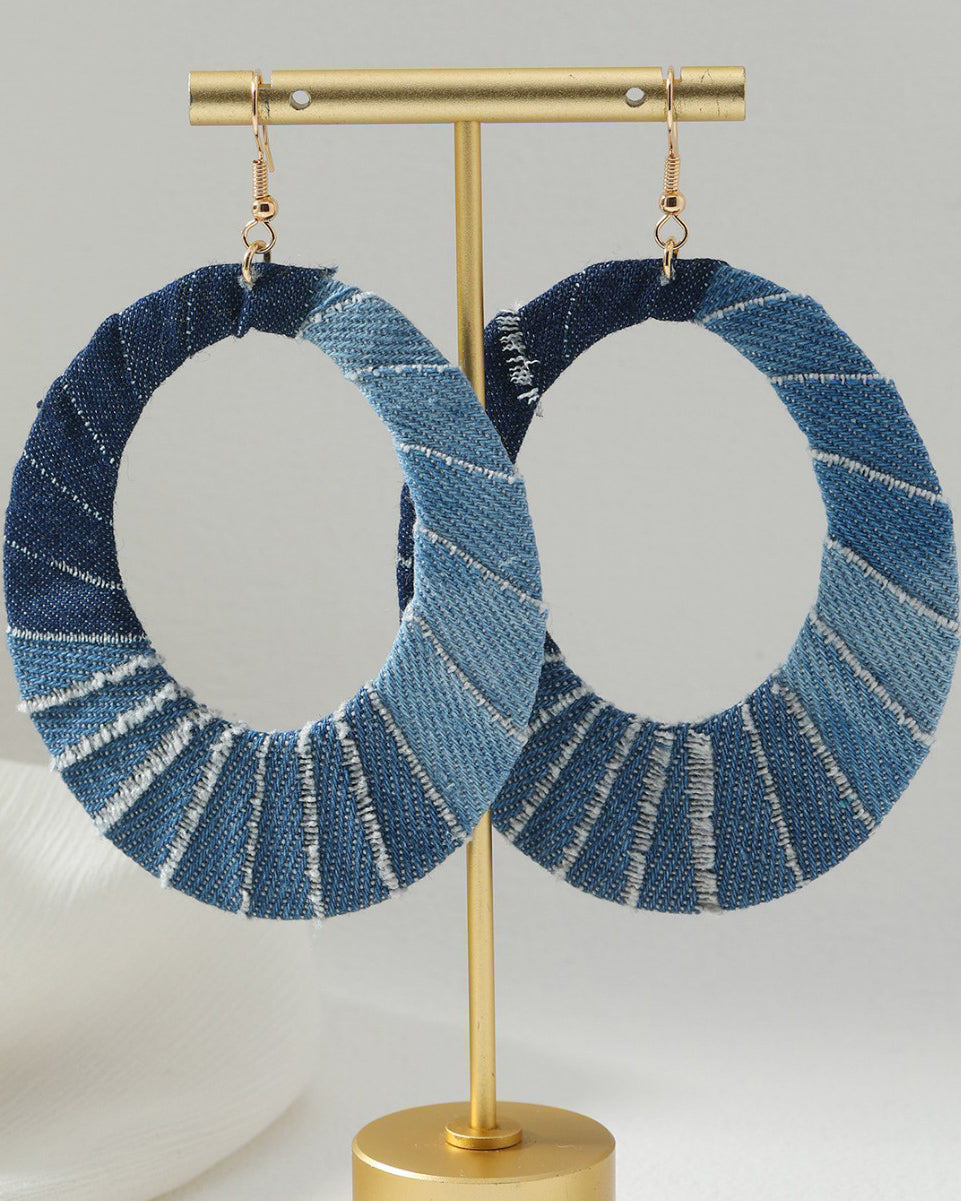 Denim Ombre Large Dangle Earrings