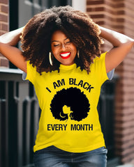 Black History Month Cartoon Contrast Print Short sleeved T-shirt