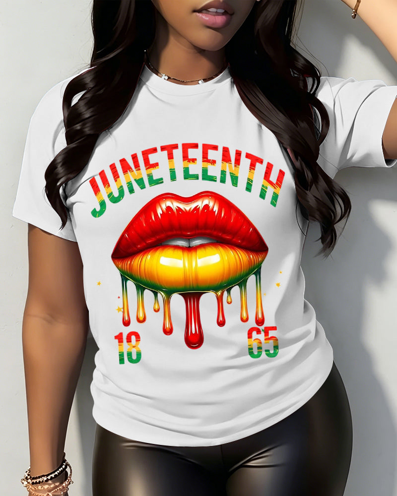 100% Cotton Juneteenth Lips Crew Neck Short Sleeve Tshirt-Juneteenth Shirt, Black Independence Day T-Shirt, African American Shirts,Black Lives Matter Shirt