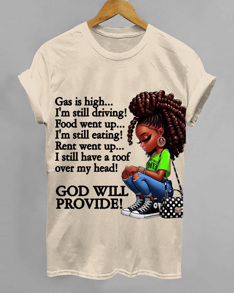 100% Cotton God Will Provide Crew Neck Short Sleeve Tshirt