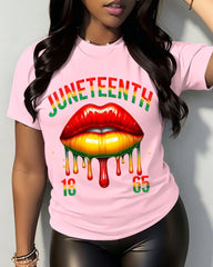 100% Cotton Juneteenth Lips Crew Neck Short Sleeve Tshirt-Juneteenth Shirt, Black Independence Day T-Shirt, African American Shirts,Black Lives Matter Shirt