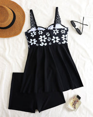 Women's Sexy Printed Skirt Tankini Swimsuit Set