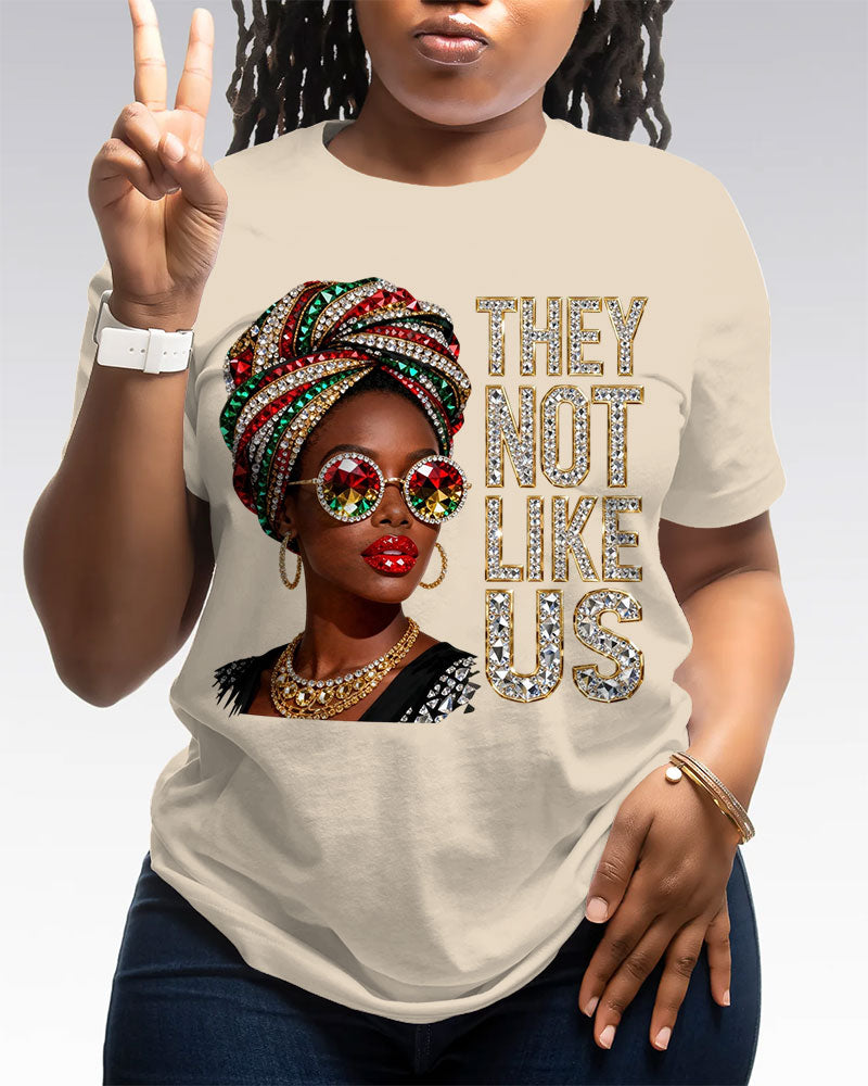 100% Cotton Juneteenth They Not Like Us Crew Neck Short Sleeve Tshirt