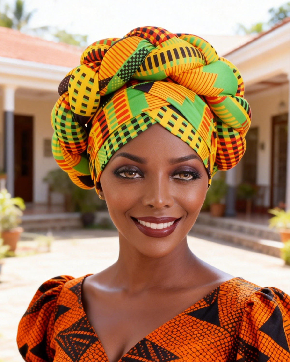 African Print 3D Puff Braid Headwrap
